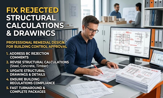 fix rejected structural calculations for building control, structural drawings