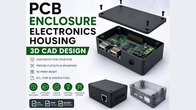 design custom pcb enclosure, electronics housing and 3d cad case