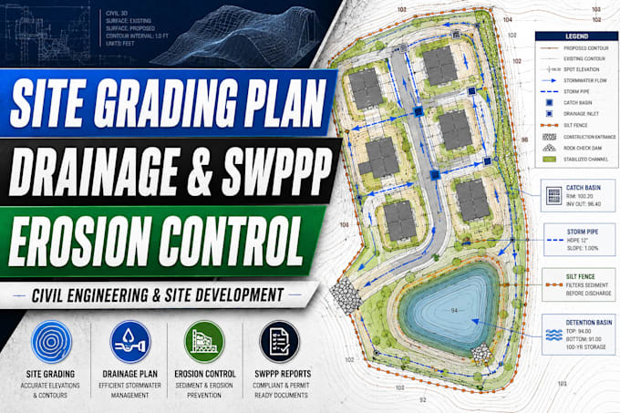 do stormwater calculation site grading plan erosion control plan swppp report