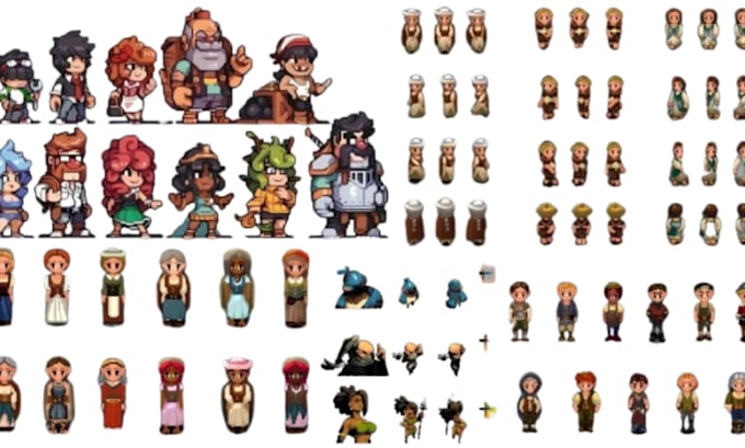 design custom pixel art characters, sprite sheets, and 2d animation
