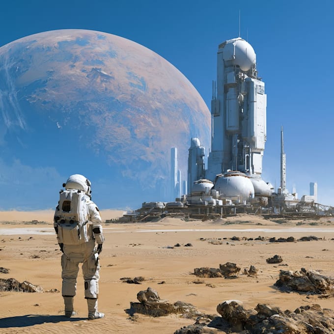 create cinematic space art and sci fi environment illustration