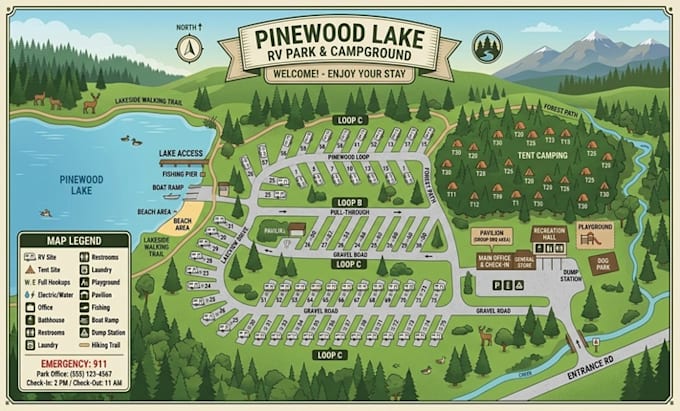 design a custom rv park, campground and resort map
