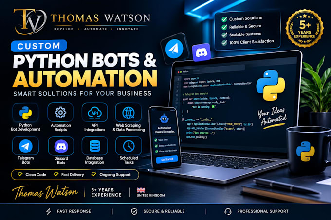 develop a custom python bot, automation script or API integration