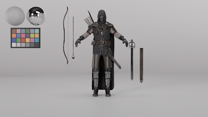 create a 3d game character model for games, animation and rendering
