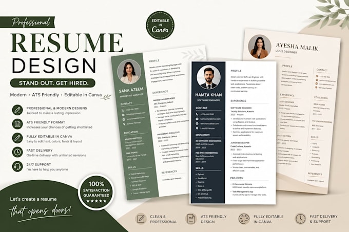 design a professional modern CV resume in canva