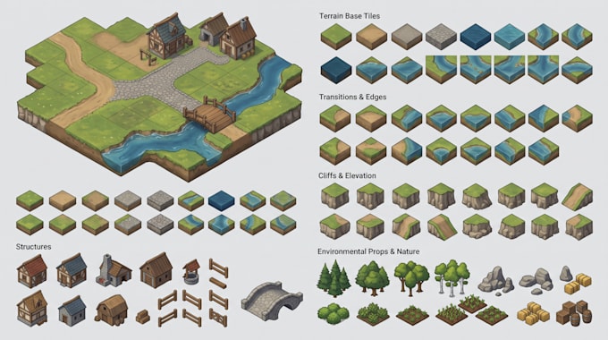 isometric top down game tileset tilemap rpg strategy game environment art