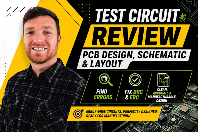 test circuit review pcb design,schematic and layout, find errors and fix drc erc