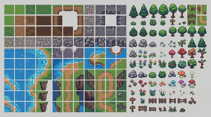 pixel art game tileset 2d environment tilemap rpg platformer game assets