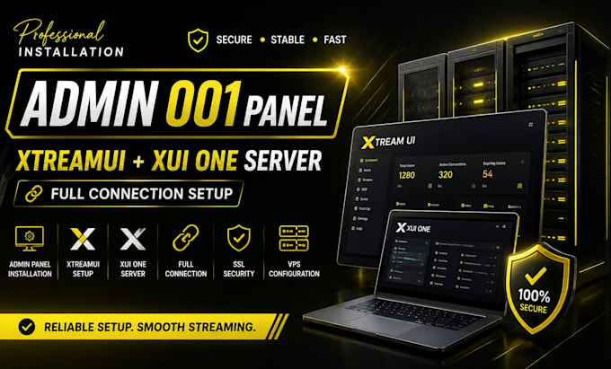 install admin oo1 panel with xtreamui and xuione server,with full connection,
