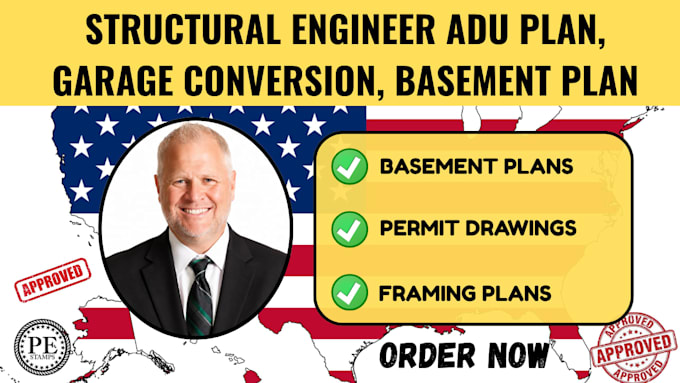 structural engineer adu plan, garage conversion, basement plan permit drawings