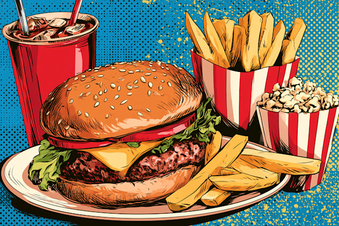 make a food pop art illustration