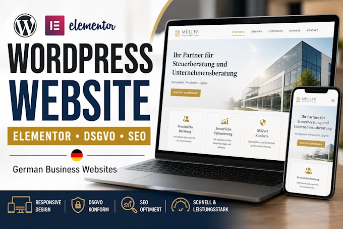 build a wordpress website with elementor, dsgvo, gdpr, SEO and responsive design