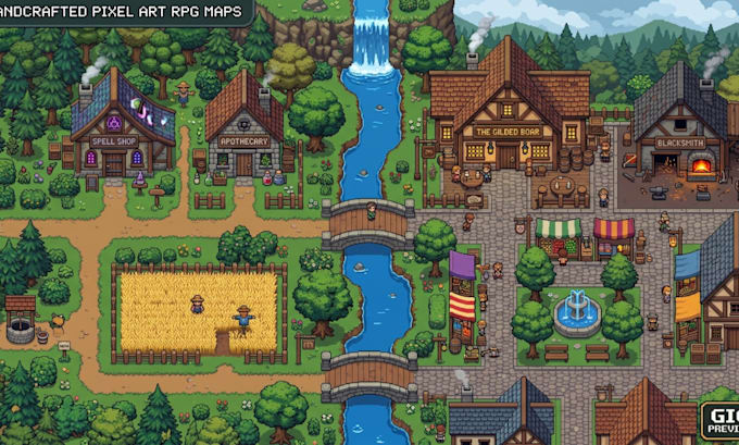 2d top down pixel art tileset tilemap rpg maker sprite sheet game art assets