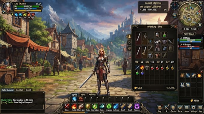 design modern unity game ui, game interface, mobile game ui, and ui ux design