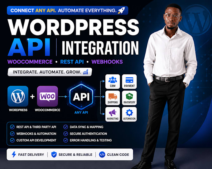 integrate any API with wordpress woocommerce or your website