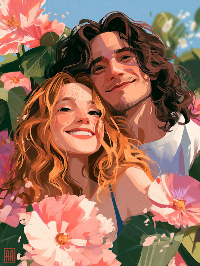 draw a couple portrait illustration
