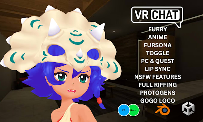 anime vrchat avatar 3d model unity rigging pc quest vrchat character commissions