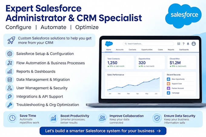 be your salesforce admin for CRM setup, automation, and data management