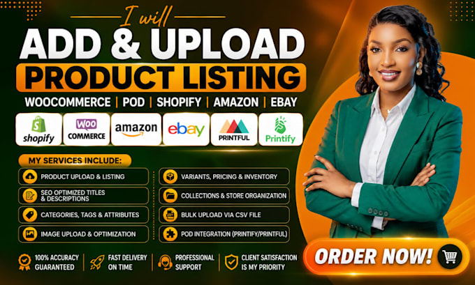 add upload ebay amazon product listing woocommerce pod shopify website design