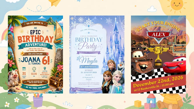 disney theme for birthday invitation