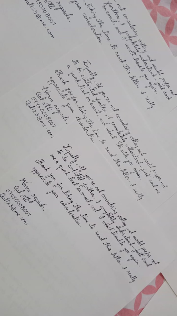 handwrite your letters, notes, cards and documents etc