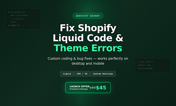 fix shopify liquid code and custom theme errors