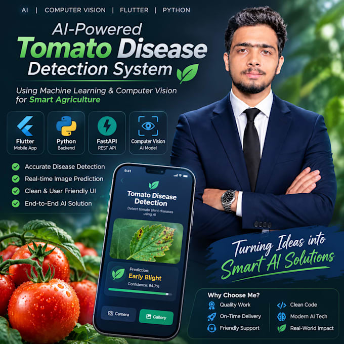 develop an ai tomato plant disease detection app using flutter and python