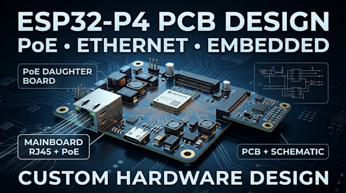design esp32 p4 mainboard, poe pcb, ethernet and embedded hardware
