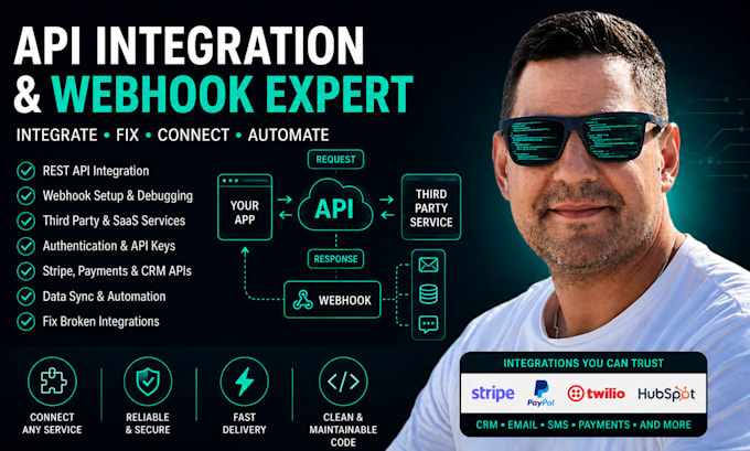 integrate or fix rest apis webhooks and third party services