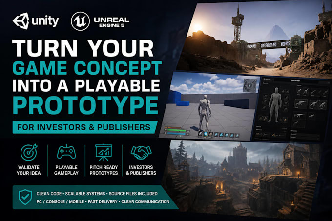 turn your game concept into a playable prototype in unity and ue5 for pitching