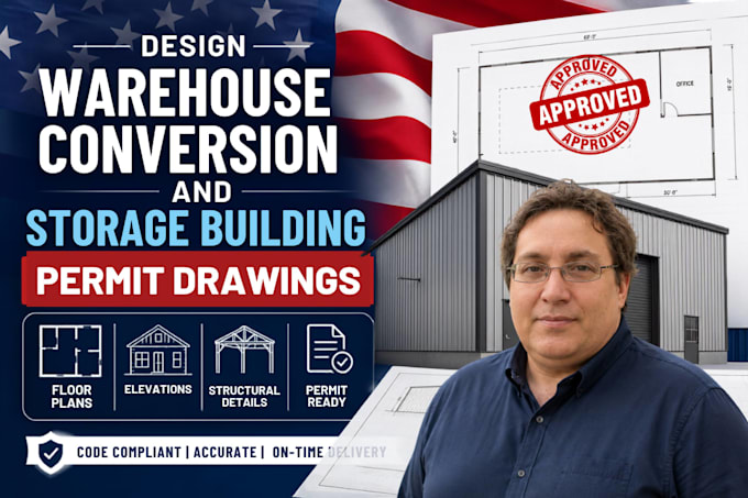 design warehouse conversion storage building permit drawings
