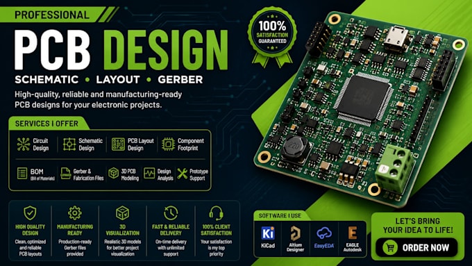 design custom pcb, circuit board, schematic and pcb layout