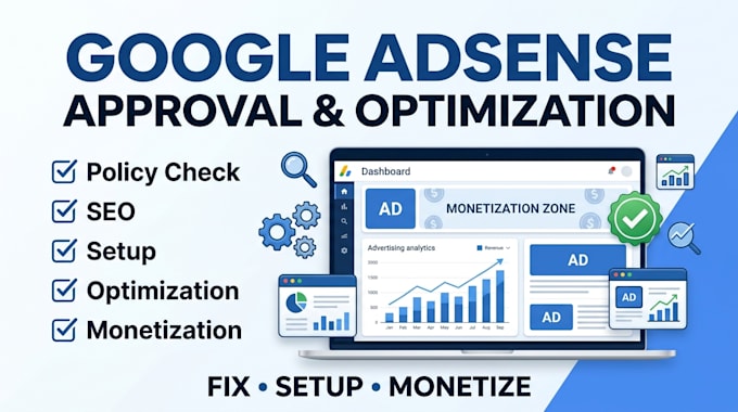 setup google adsense, fix rejection issues and optimize your website