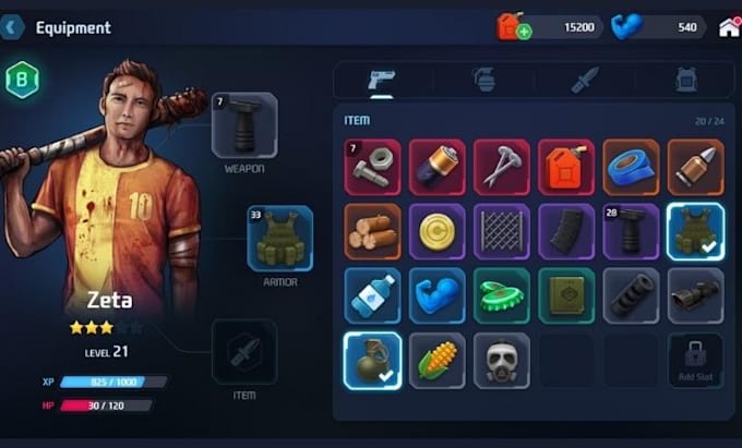 design unity game ui ux hud menus, button, user interface for mobile and pc game
