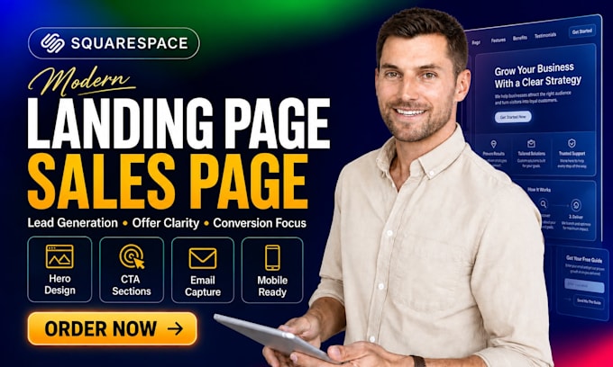 design modern squarespace landing page or sales page
