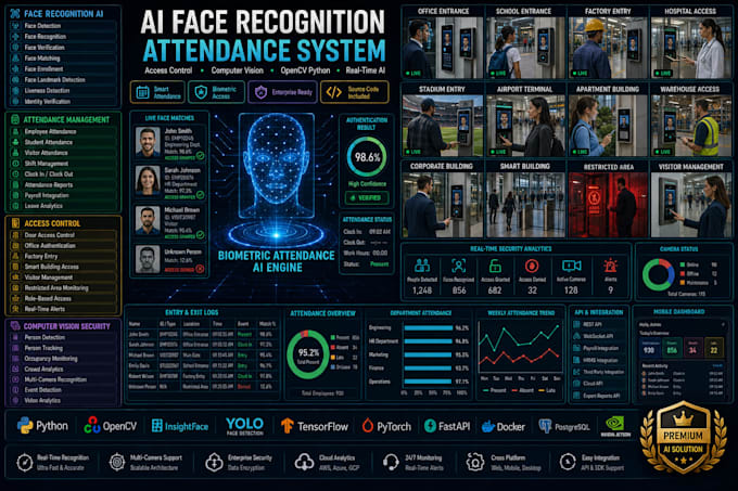 develop face recognition attendance system access control computer vision python