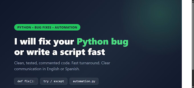 fix your python bug or write a script fast