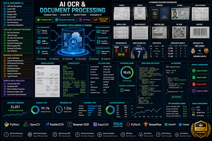 develop ocr document processing, computer vision opencv python ai