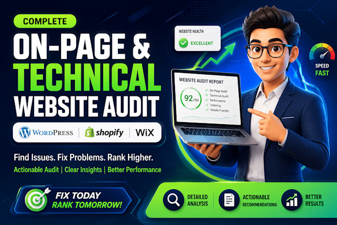 do onpage seo technical optimization website audit for shopify wix wordpress