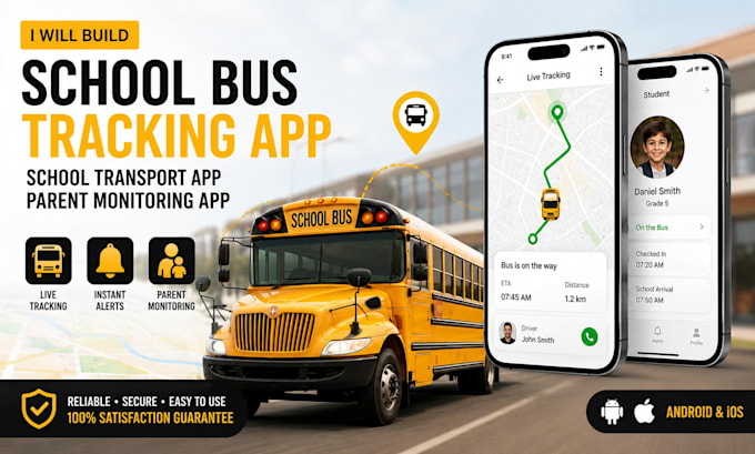 develop bus tracking app, school bus app, bus booking app, transport app