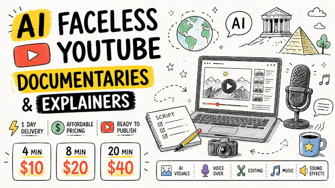 create ai faceless youtube documentaries and explainers