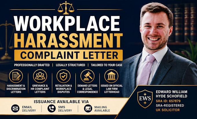 draft a professional UK workplace harassment complaint letter