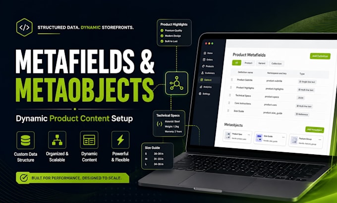 set up shopify metafields and metaobjects for dynamic product content