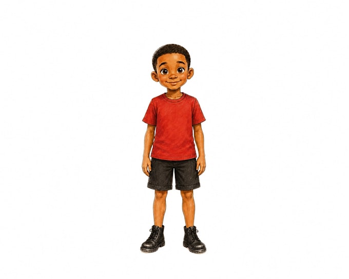 draw a character turnaround, model sheet, poses and expression sheet