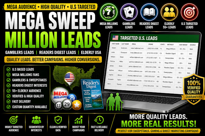 do mega sweep million leads, gamblers leads readers digest leads elderly usa