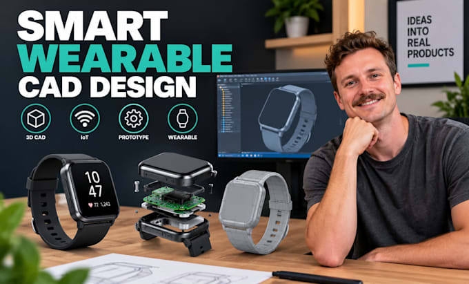 create smart wearable device, iot enclosure, cad modeling and product prototype