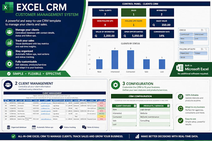 create a custom excel CRM and customer management system