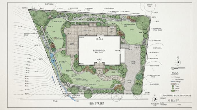 design site grading plan, site plan, drainage plan, utility plan, erosion plan