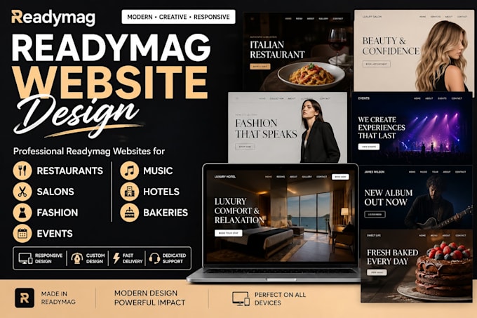 design restaurants salon fashion event music hotels bakeries readymag website