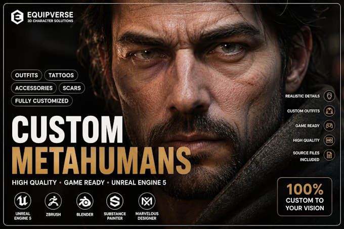 create realistic 3d metahuman clothing outfits for unreal engine